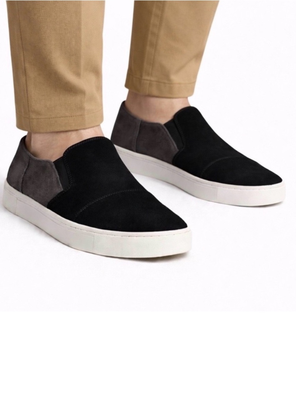 Frye Slip-On Sneakers Men’s 9 | Black Grey Suede | Minimalist Designer Shoes